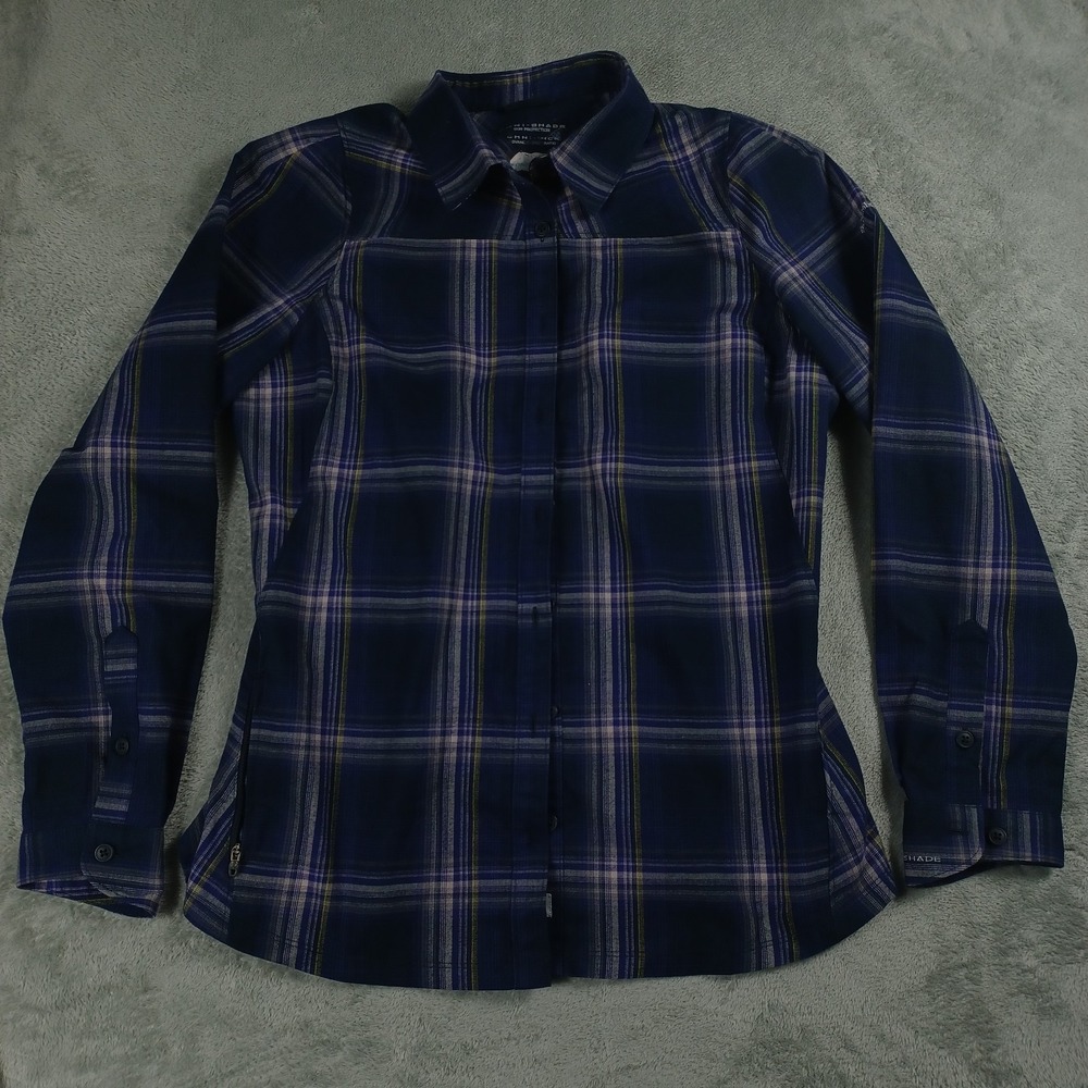 Columbia Top Womens Large Purple Plaid Outdoor‎ Long Sleeve Casual Button Up